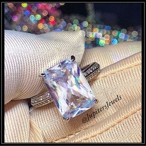 Clearance! SQUARE EMERALD CUT PRINCESS SILVER BAGUETTE SIMULATED DIAMOND RING